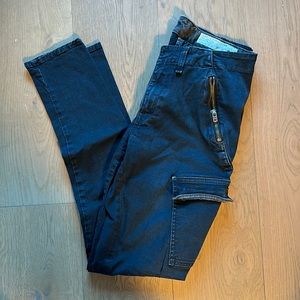Rag & Bone cargo bowery skinny jean in distressed navy, size 28
